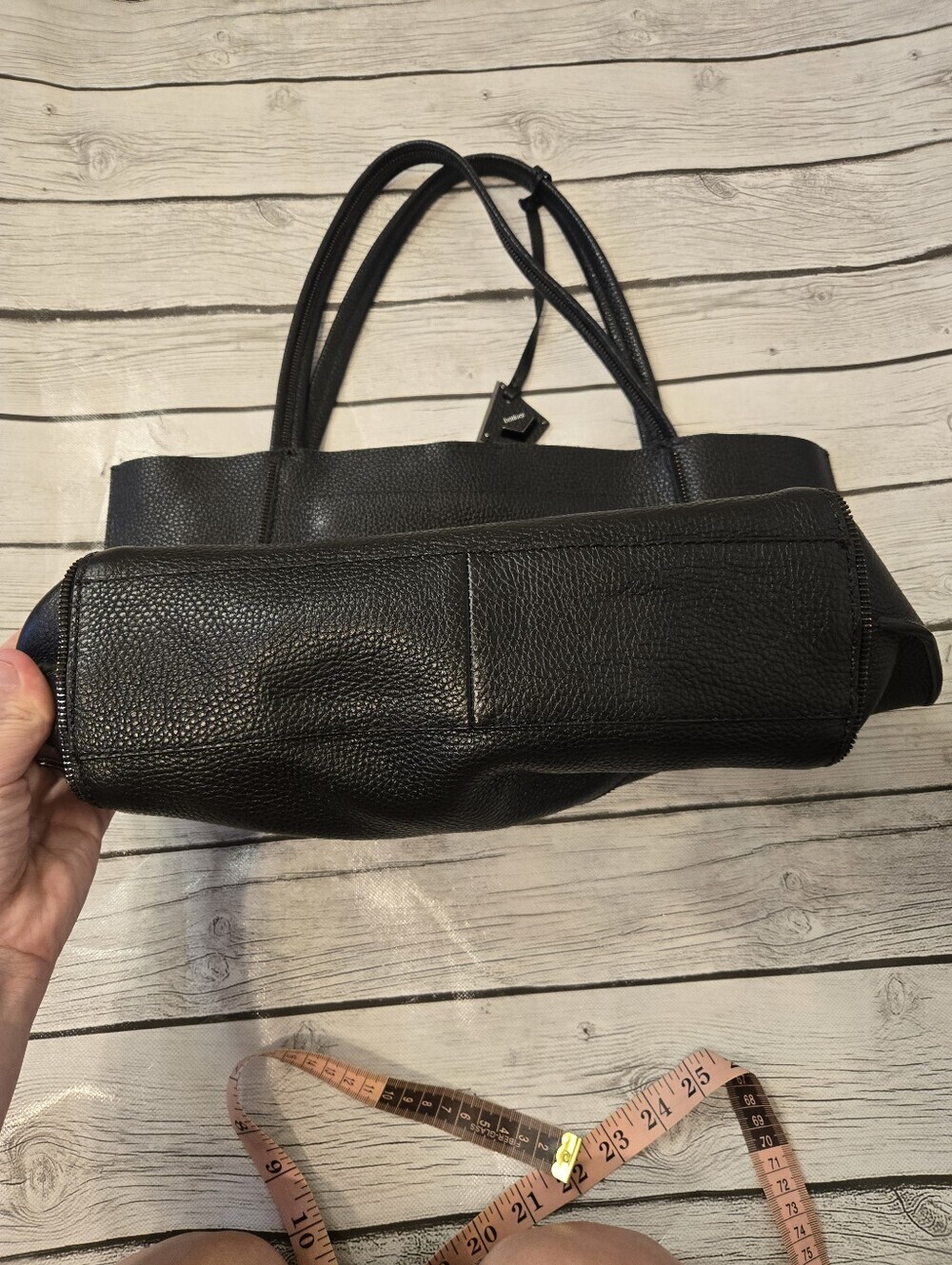 Botkier Soho Unique Zip Accent Black Pebbled Leather Shoulder Tote Bag Large - Picture 11 of 15